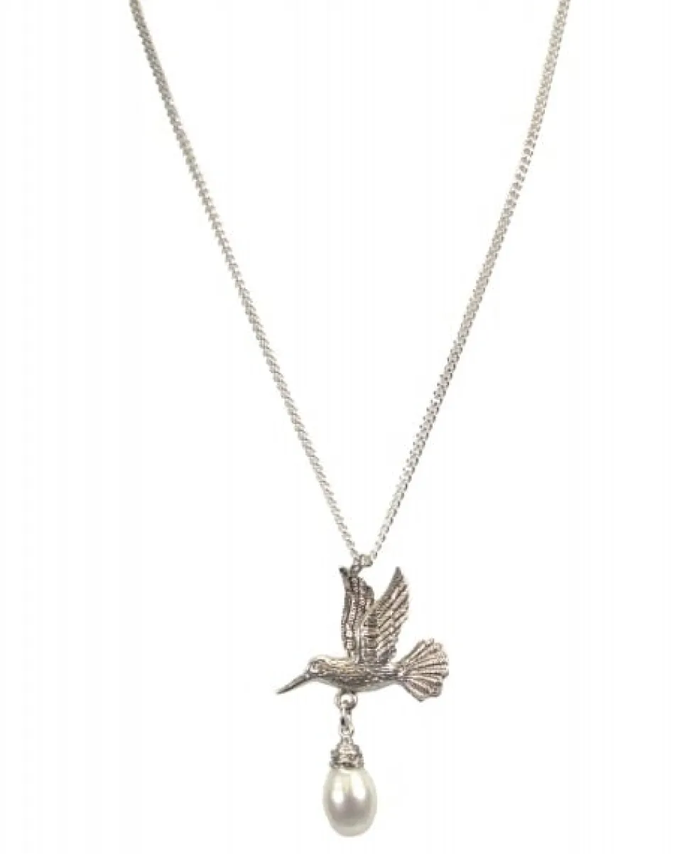 Amberhoeve Ketting met vogel en witte parel> Kettingen