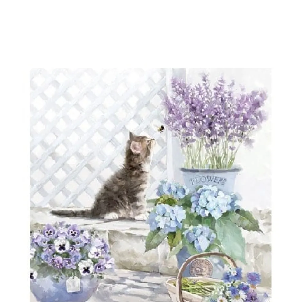 Amberhoeve Servetten met poes en bloemen> Servetten | Tafelen